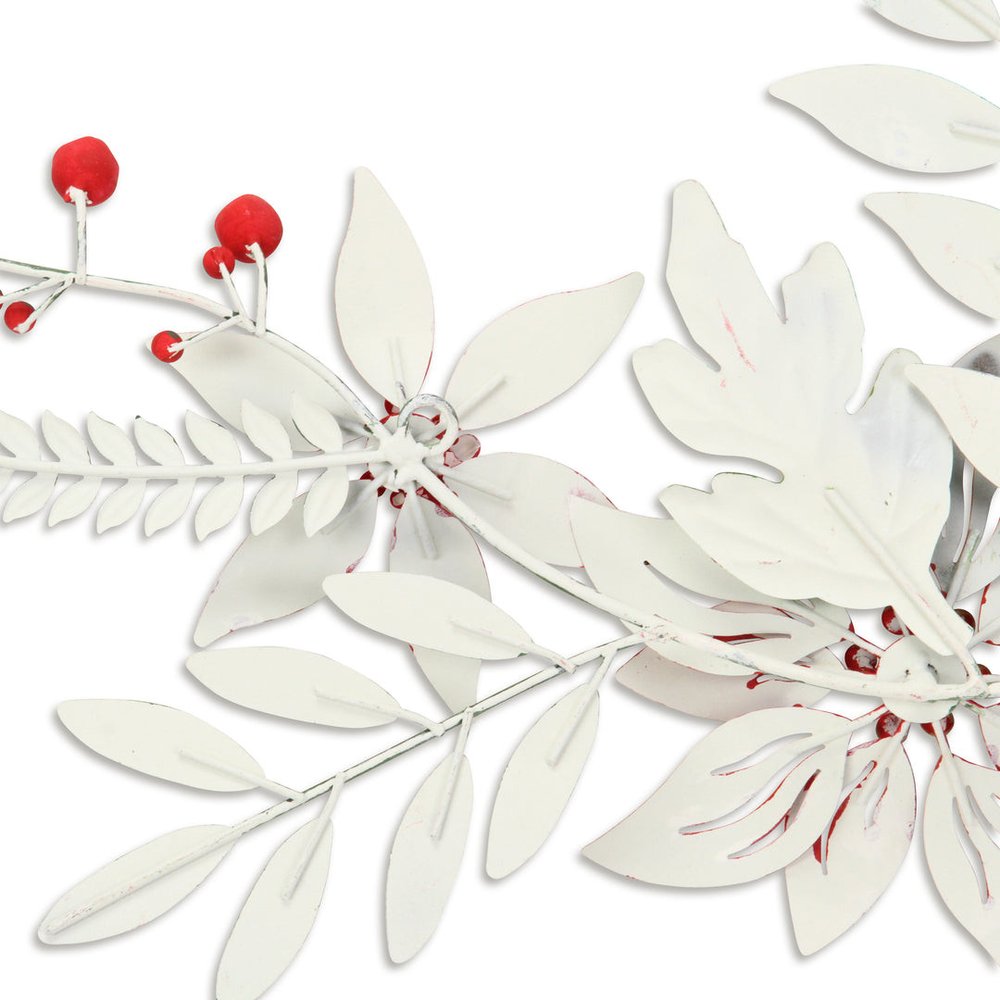 15" X 22" Red Christmas Poinsettia Metal Hanging Dimensional Sculpture