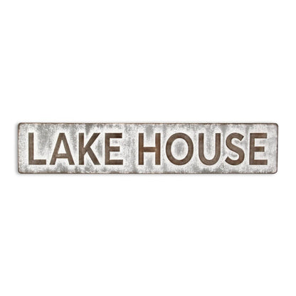 7" X 36" Gray Lake House Galvanized Metal Wall Decor