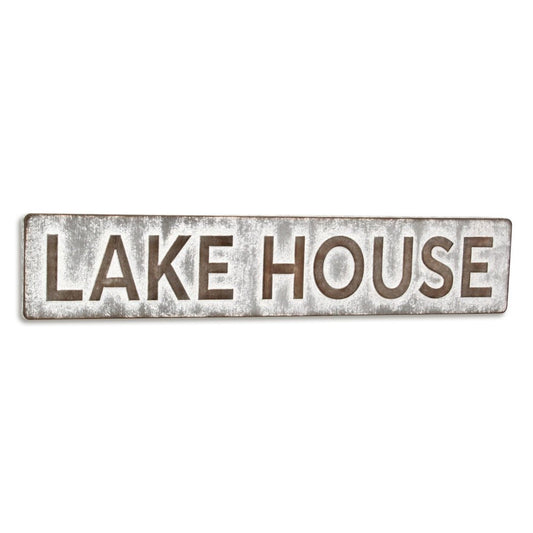 7" X 36" Gray Lake House Galvanized Metal Wall Decor