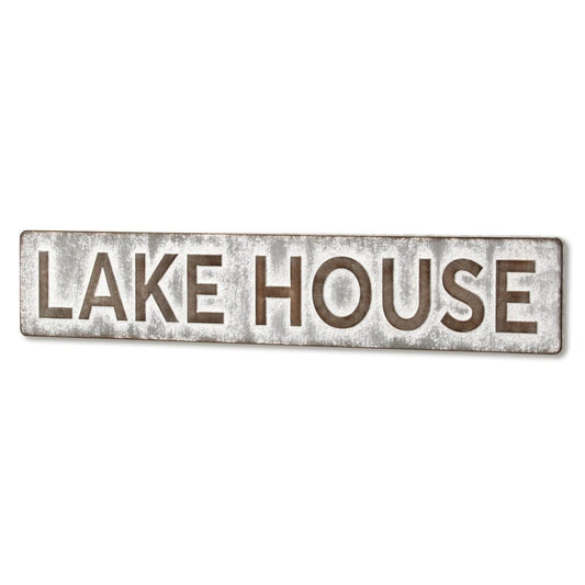 7" X 36" Gray Lake House Galvanized Metal Wall Decor