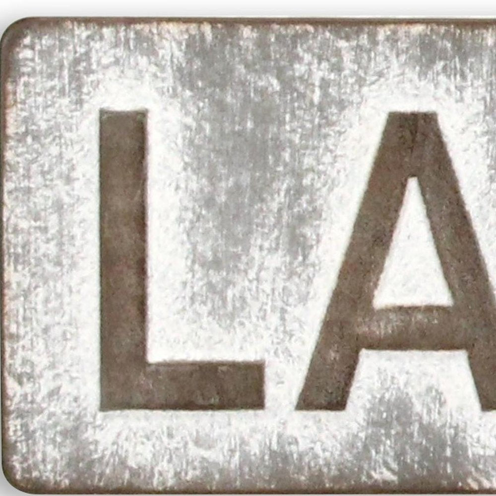 7" X 36" Gray Lake House Galvanized Metal Wall Decor