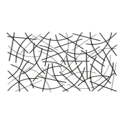 24" X 44" Black Abstract Lines Metal Hanging Dimensional Sculpture