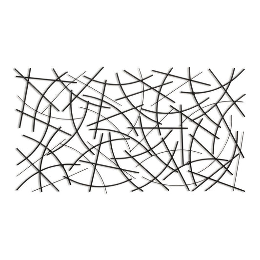 24" X 44" Black Abstract Lines Metal Hanging Dimensional Sculpture