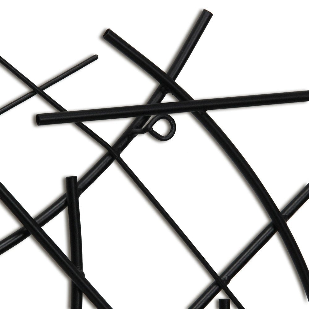 24" X 44" Black Abstract Lines Metal Hanging Dimensional Sculpture