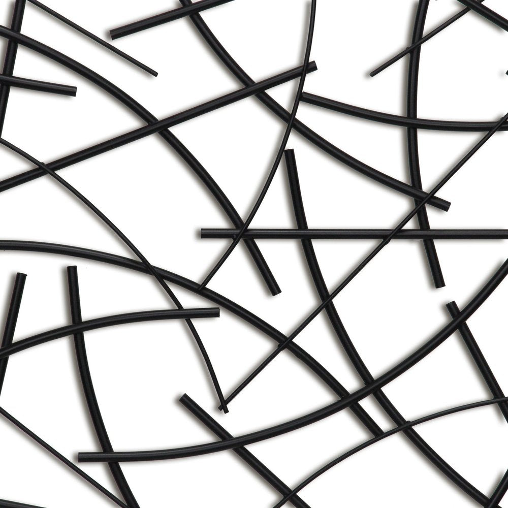 24" X 44" Black Abstract Lines Metal Hanging Dimensional Sculpture