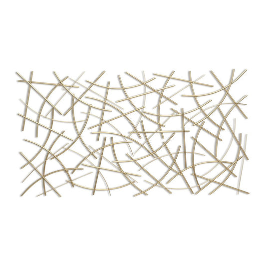 24" X 44" Gold Abstract Lines Metal Hanging Dimensional Sculpture