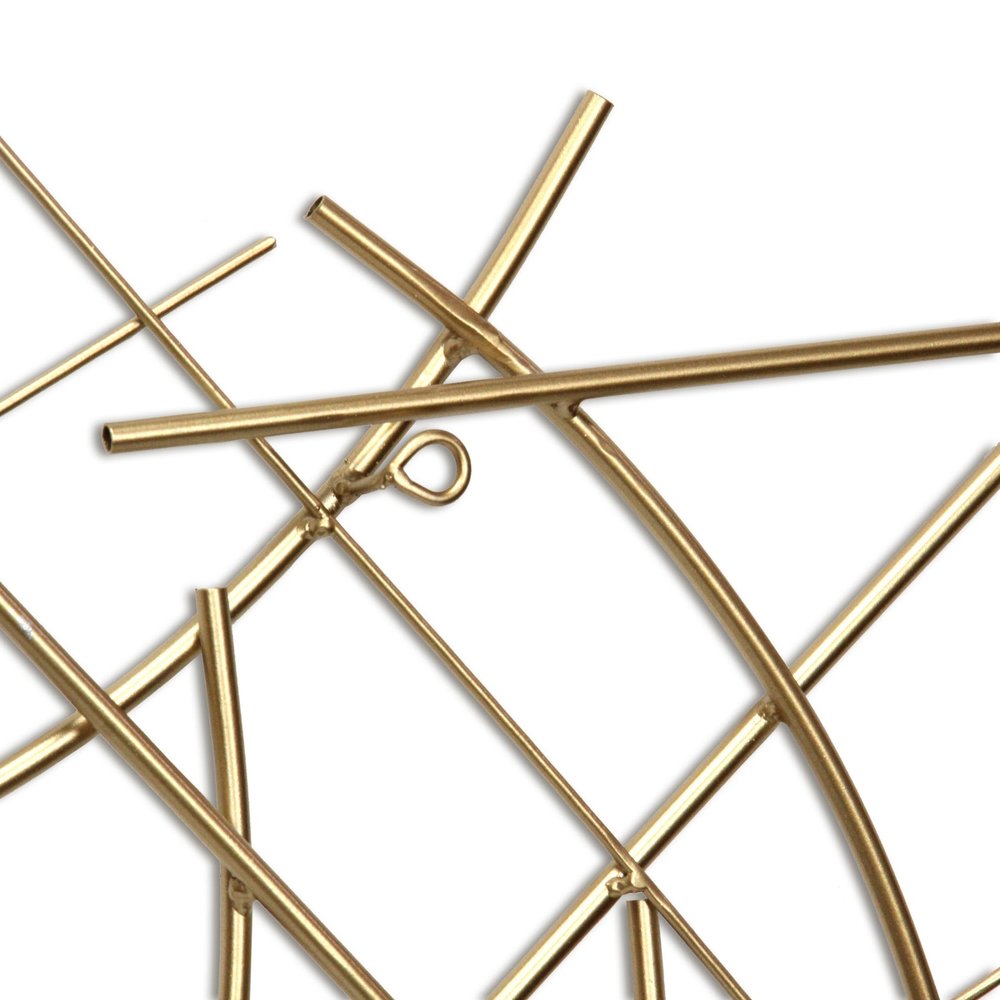 24" X 44" Gold Abstract Lines Metal Hanging Dimensional Sculpture