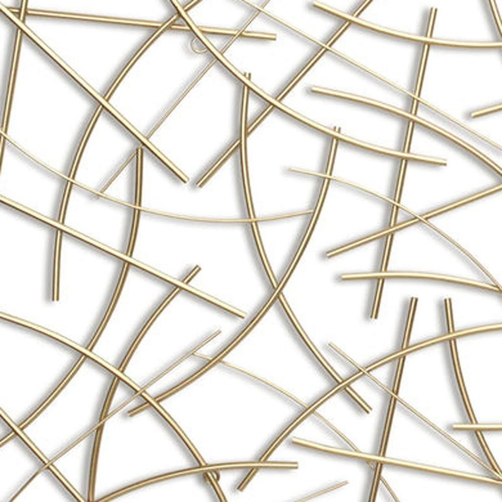 24" X 44" Gold Abstract Lines Metal Hanging Dimensional Sculpture