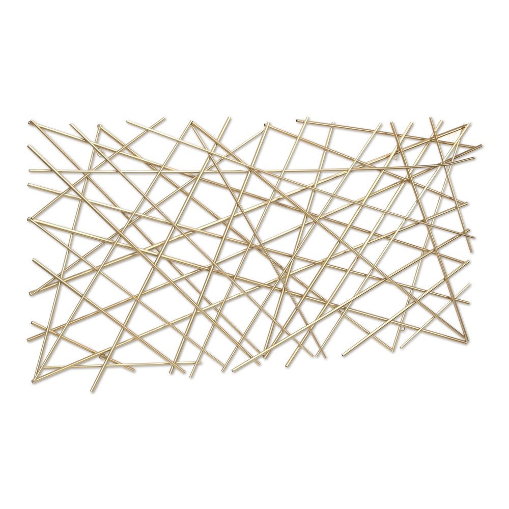 25" X 49" Gold Abstract Lines Metal Hanging Dimensional Sculpture