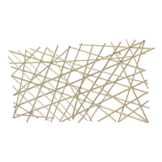 25" X 49" Gold Abstract Lines Metal Hanging Dimensional Sculpture