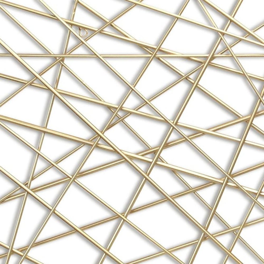 25" X 49" Gold Abstract Lines Metal Hanging Dimensional Sculpture
