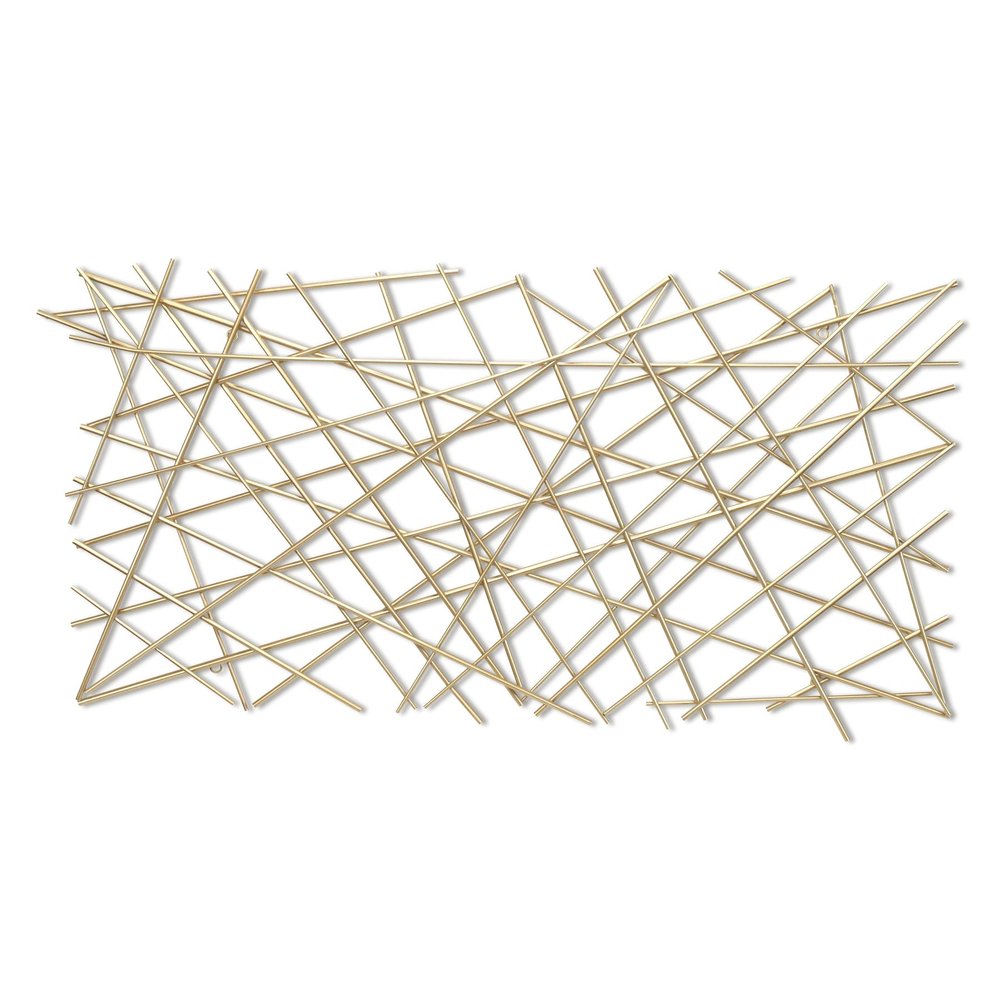 25" X 49" Gold Abstract Lines Metal Hanging Dimensional Sculpture