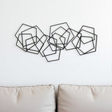 24" X 48" Black Geometric Metal Abstract Hanging Dimensional Sculpture