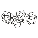 24" X 48" Black Geometric Metal Abstract Hanging Dimensional Sculpture