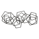 24" X 48" Black Geometric Metal Abstract Hanging Dimensional Sculpture