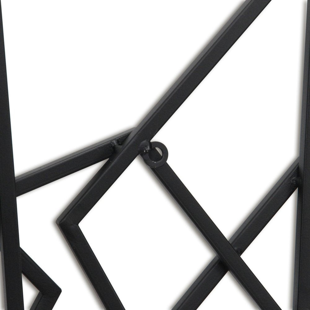24" X 48" Black Geometric Metal Abstract Hanging Dimensional Sculpture
