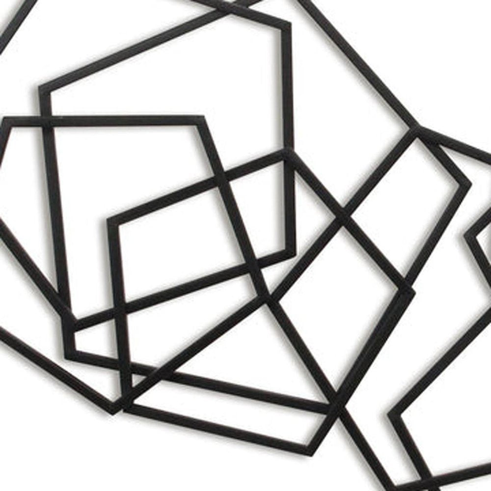 24" X 48" Black Geometric Metal Abstract Hanging Dimensional Sculpture