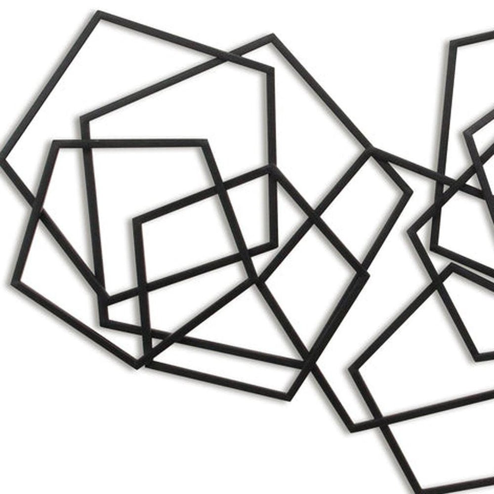 24" X 48" Black Geometric Metal Abstract Hanging Dimensional Sculpture