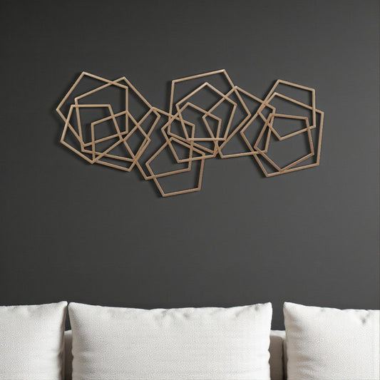 24" X 48" Bronze Geometric Metal Abstract Hanging Dimensional Sculpture