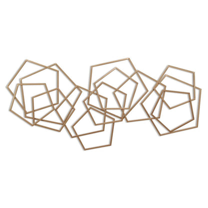 24" X 48" Bronze Geometric Metal Abstract Hanging Dimensional Sculpture