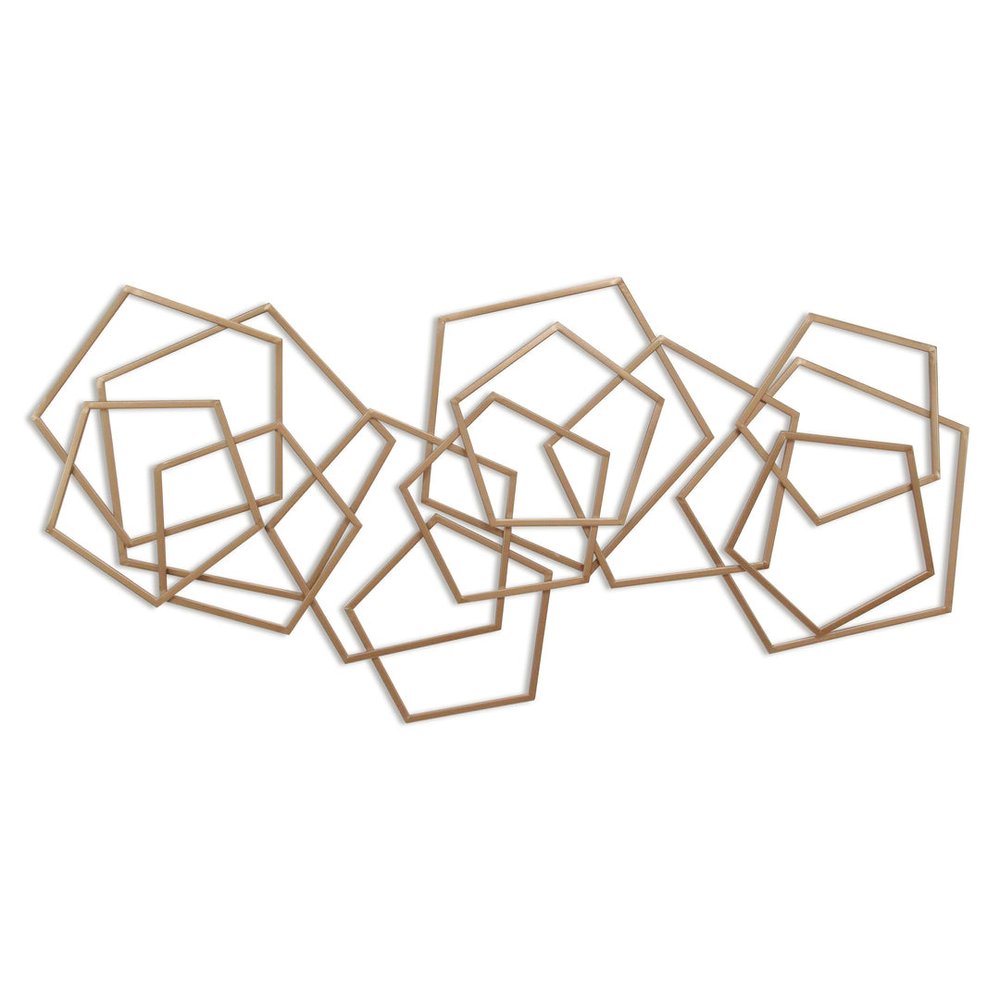 24" X 48" Bronze Geometric Metal Abstract Hanging Dimensional Sculpture