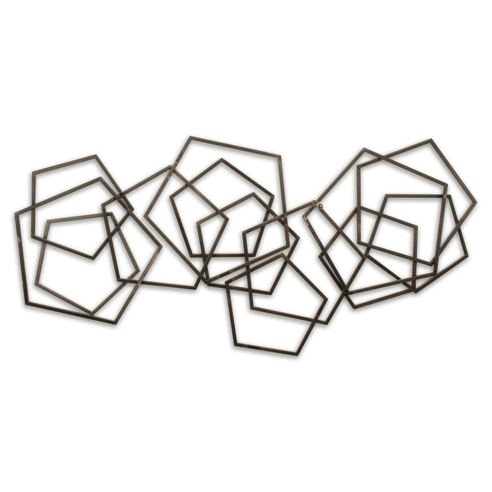 24" X 48" Bronze Geometric Metal Abstract Hanging Dimensional Sculpture