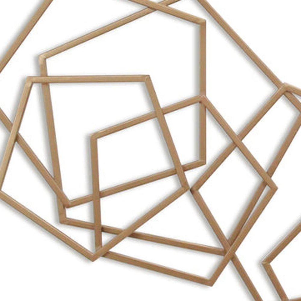 24" X 48" Bronze Geometric Metal Abstract Hanging Dimensional Sculpture