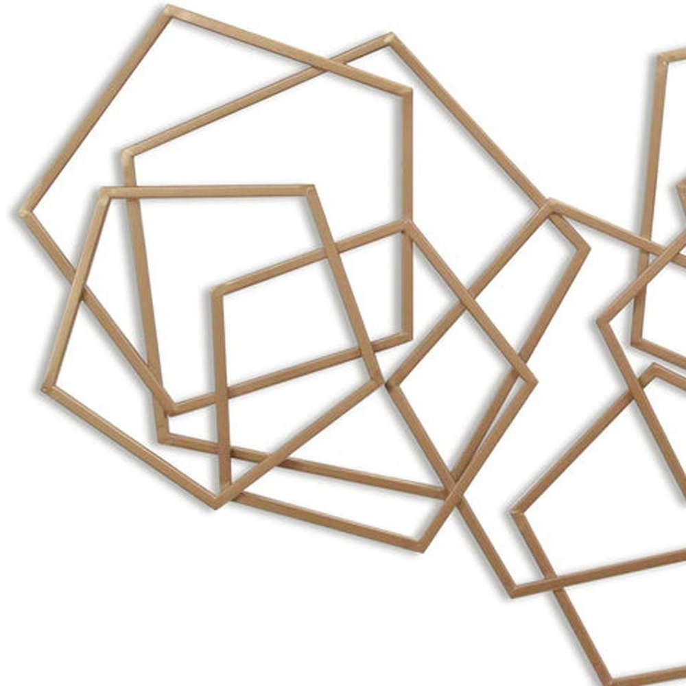 24" X 48" Bronze Geometric Metal Abstract Hanging Dimensional Sculpture