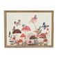 20" X 26" Natural And White Butterflies and Mushrooms Metal Framed Art