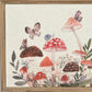 20" X 26" Natural And White Butterflies and Mushrooms Metal Framed Art