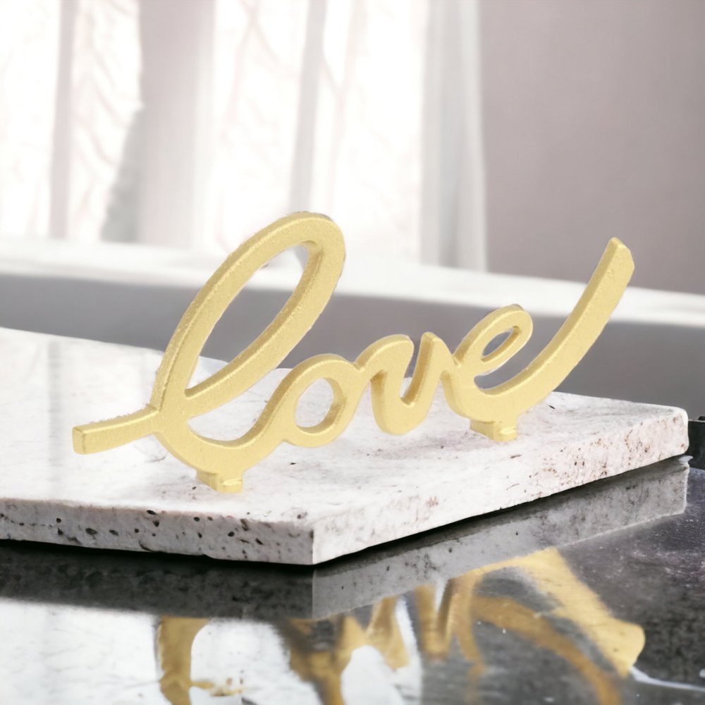 10" Gold Cast Iron Love Tabletop Sign