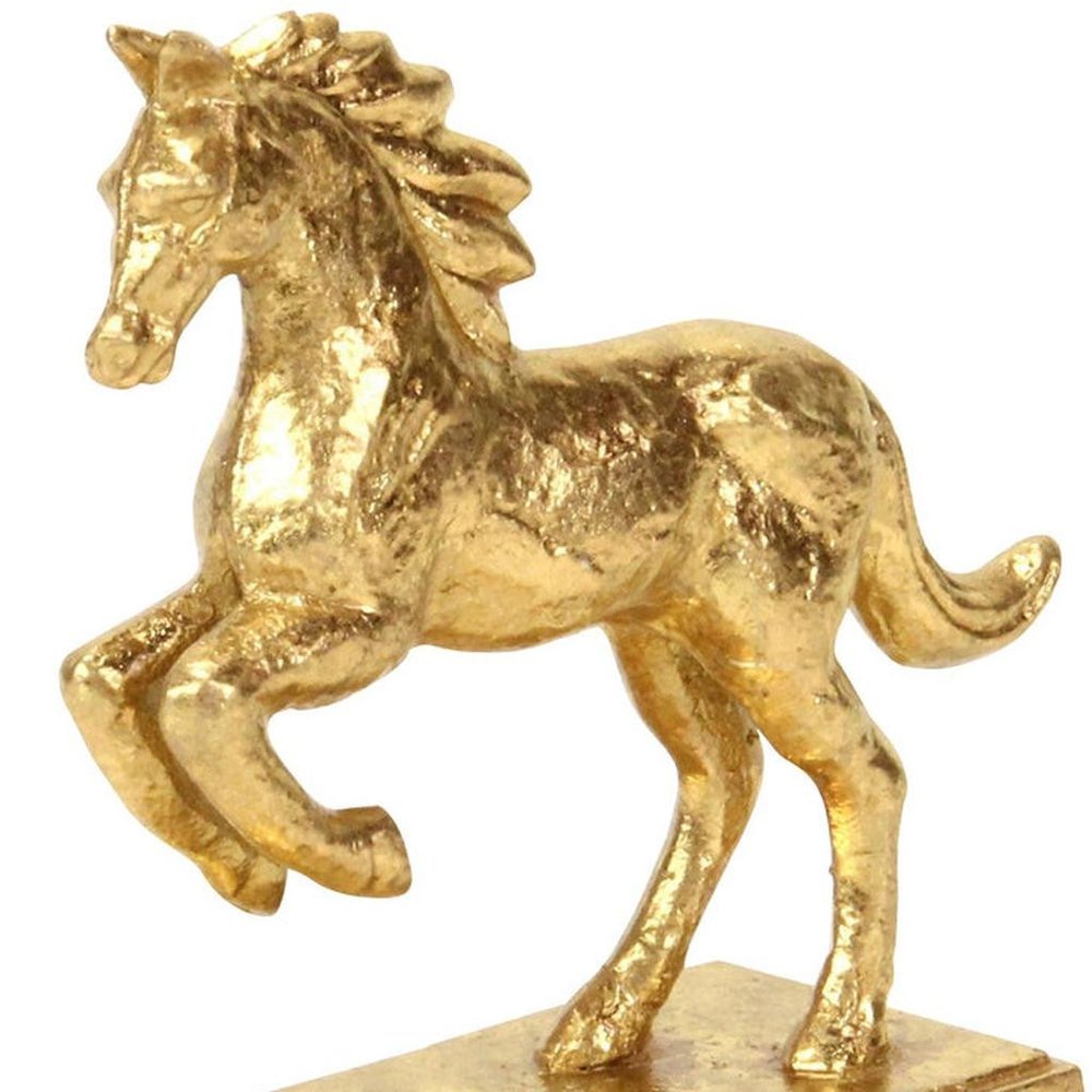 7" Gold Cast Iron Horse Tabletop Sculpture