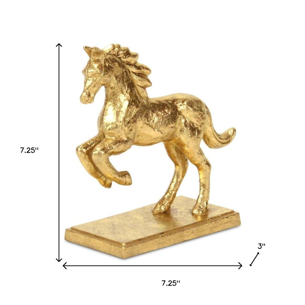 7" Gold Cast Iron Horse Tabletop Sculpture
