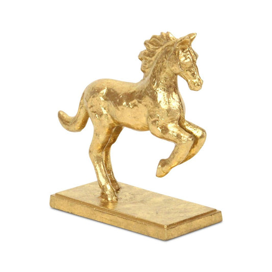 7" Gold Cast Iron Horse Tabletop Sculpture