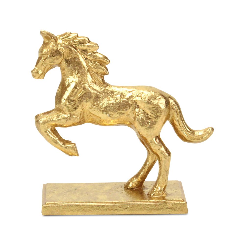 7" Gold Cast Iron Horse Tabletop Sculpture