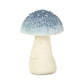 6" Blue And Off White Cast Iron Mushroom Tabletop Sculpture