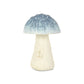 6" Blue And Off White Cast Iron Mushroom Tabletop Sculpture