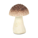 6" Red And Off White Cast Iron Mushroom Tabletop Sculpture