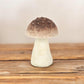 6" Red And Off White Cast Iron Mushroom Tabletop Sculpture