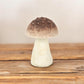 6" Red And Off White Cast Iron Mushroom Tabletop Sculpture