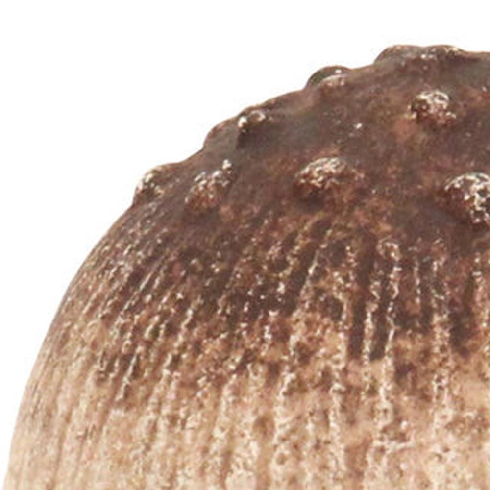 6" Red And Off White Cast Iron Mushroom Tabletop Sculpture