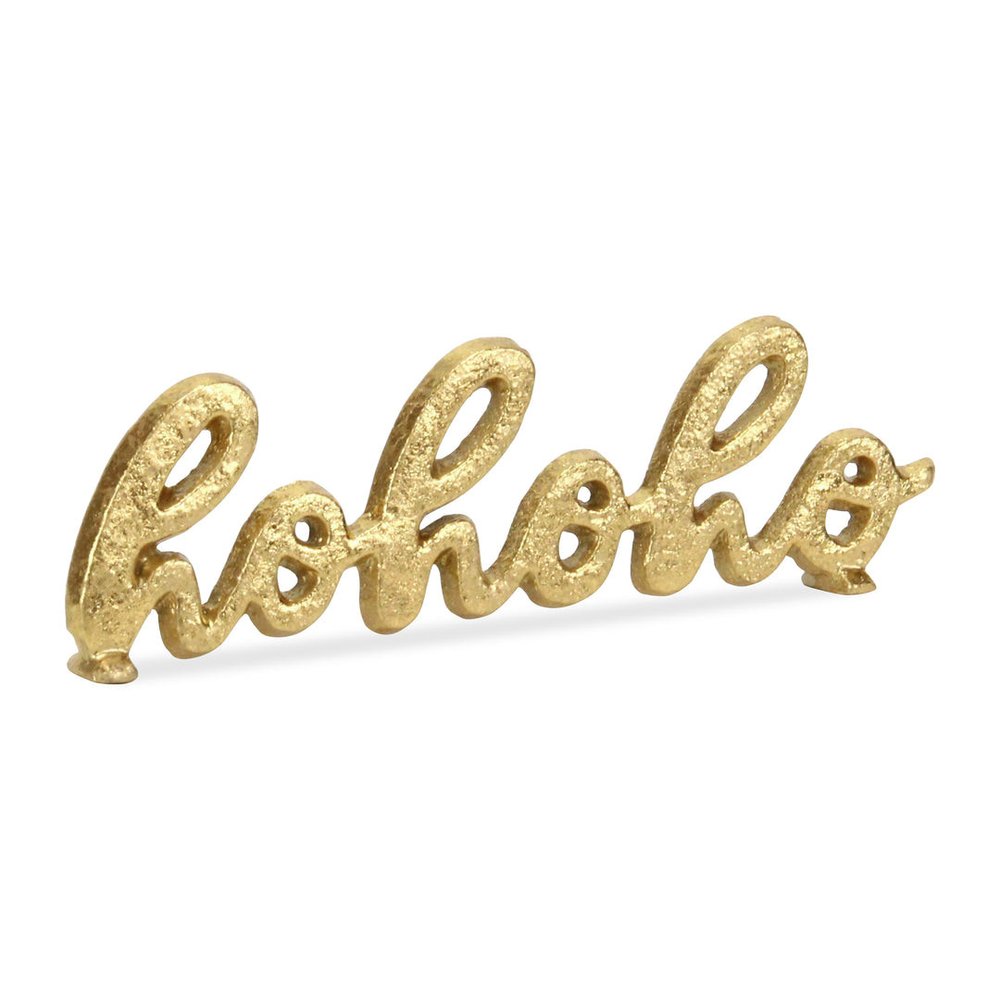 9" Gold Cast Iron Christmas Tabletop Sign