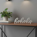 9" Silver Cast Iron Christmas Tabletop Sign