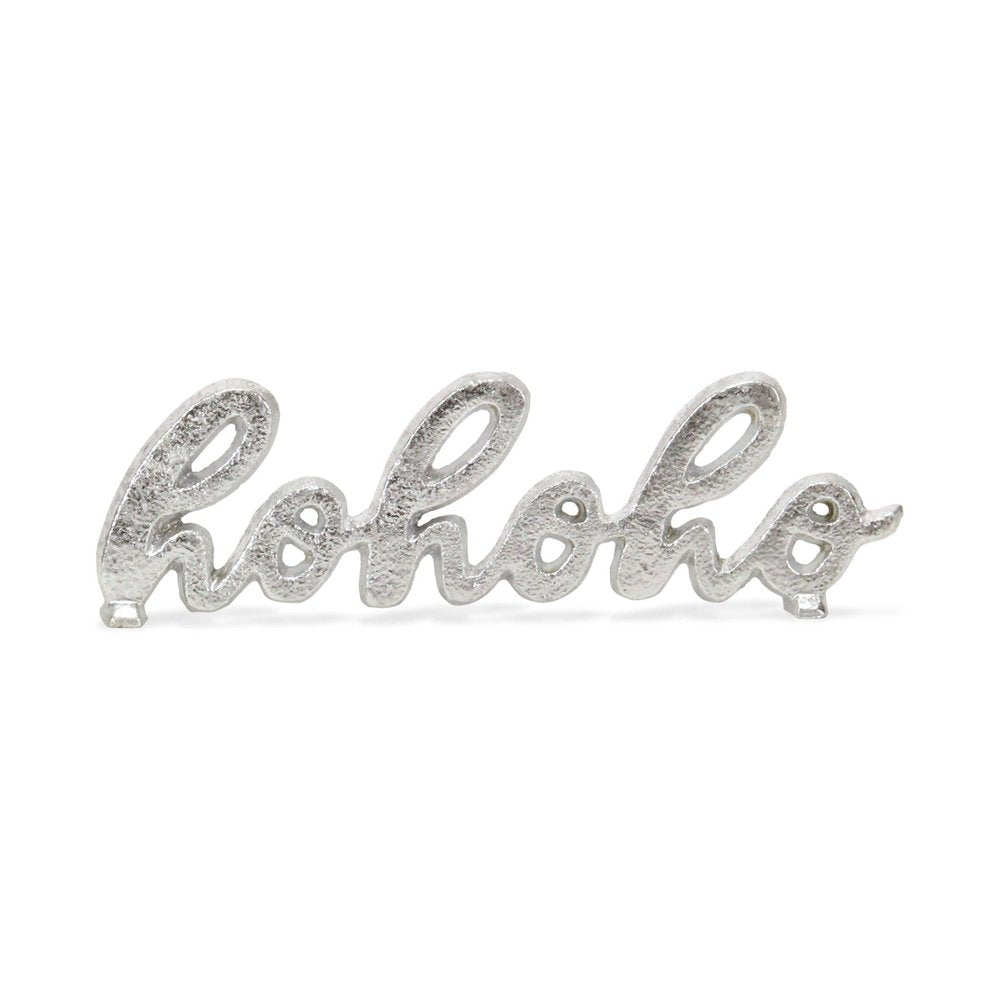 9" Silver Cast Iron Christmas Tabletop Sign