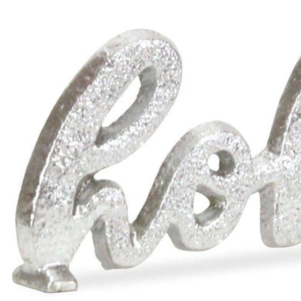 9" Silver Cast Iron Christmas Tabletop Sign