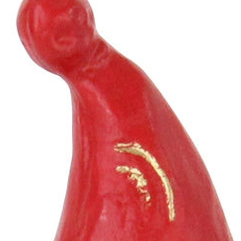 6" Red Gold And White Cast Iron Christmas Santa Gnome Figurine