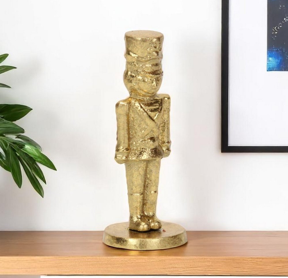 7" Gold Cast Iron Christmas Nutcracker Hand Painted Figurine