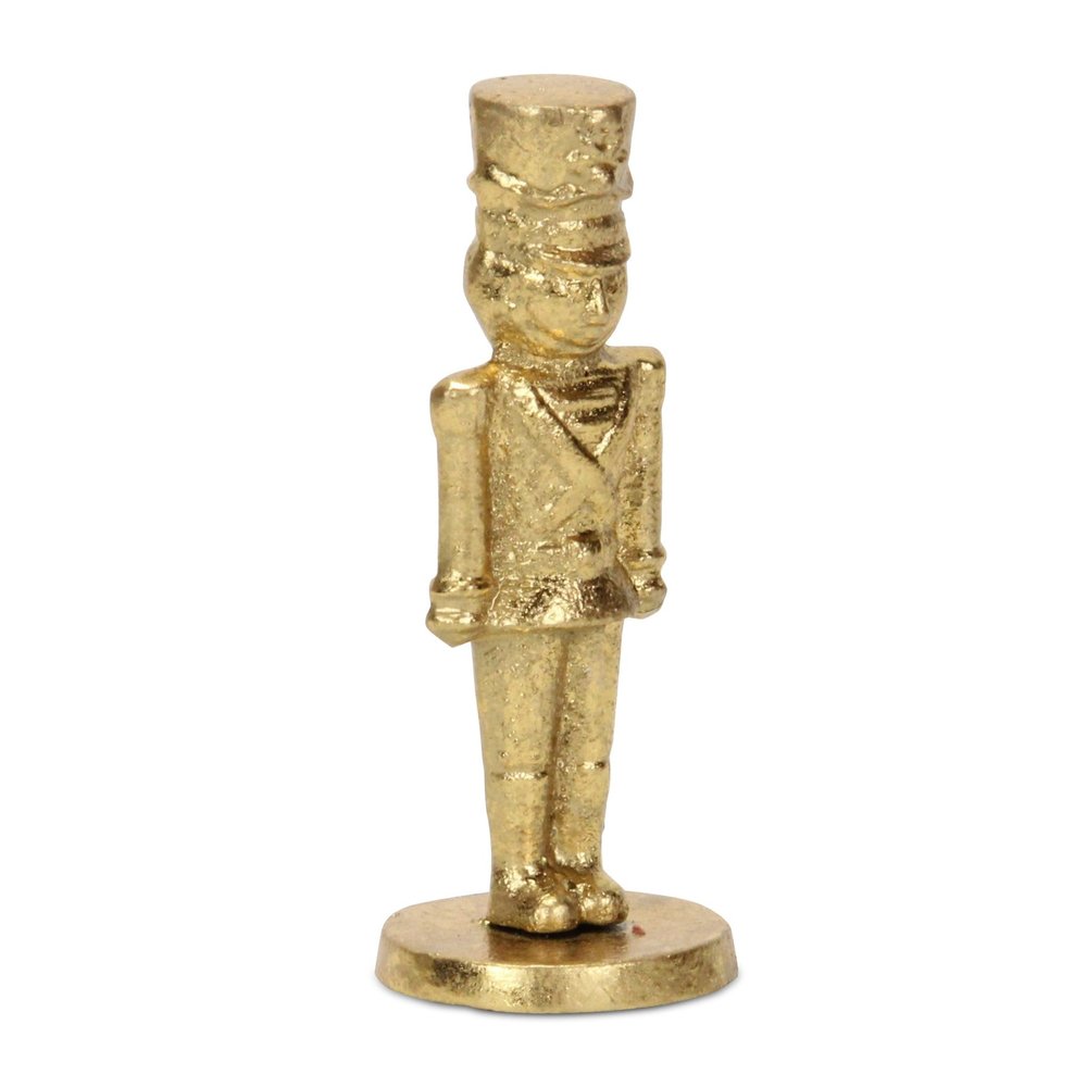 7" Gold Cast Iron Christmas Nutcracker Hand Painted Figurine