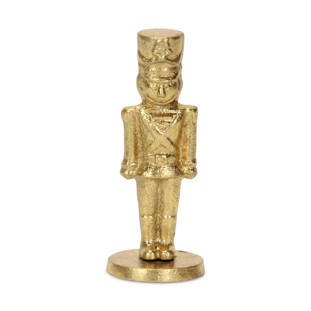 7" Gold Cast Iron Christmas Nutcracker Hand Painted Figurine