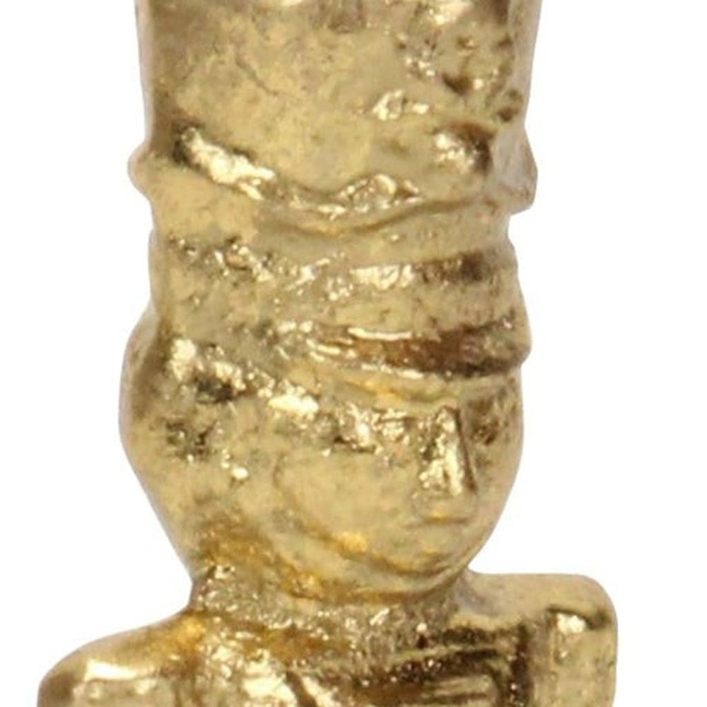 7" Gold Cast Iron Christmas Nutcracker Hand Painted Figurine